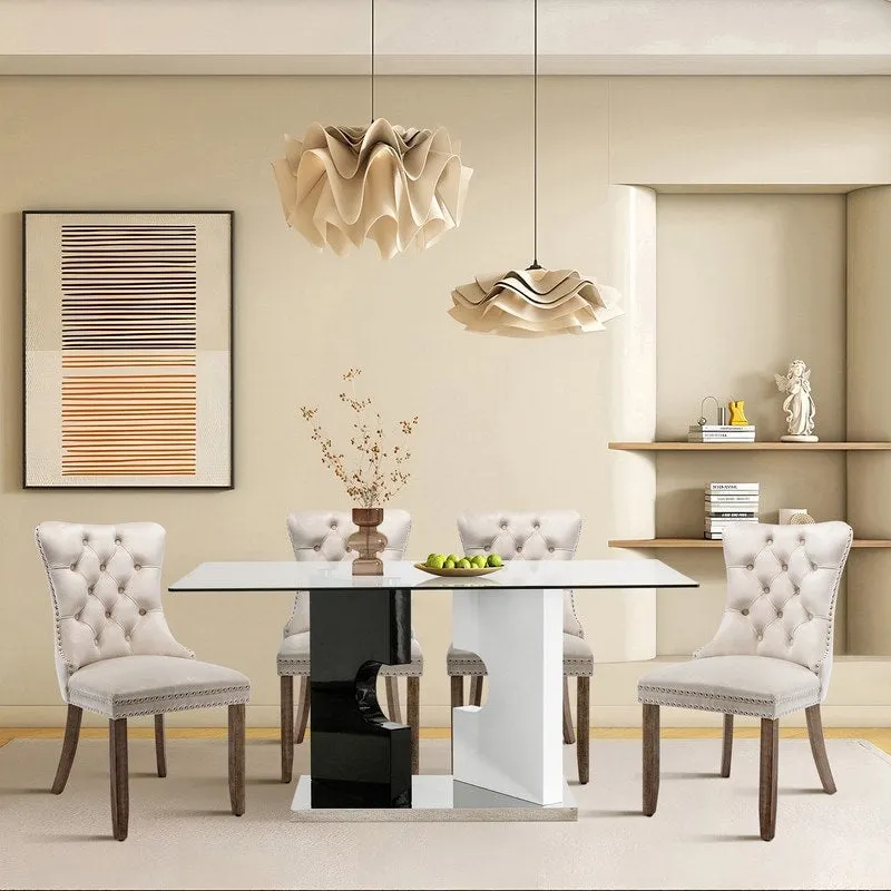 Solid Wood Velvet Upholstered Dining Chair Set of 4