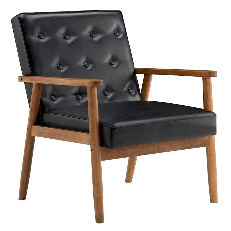 Retro Modern Faux Leather Chair Black