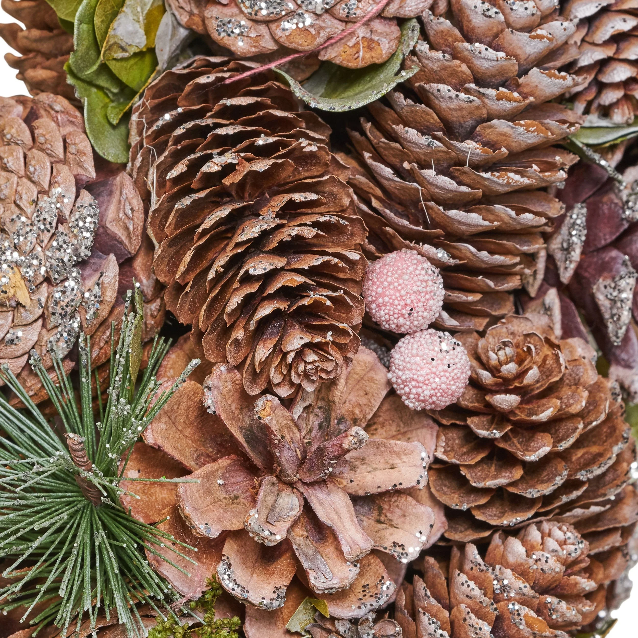 18.5 Pine Cone and Glitter Unlit Artificial Christmas Wreath - NH566313