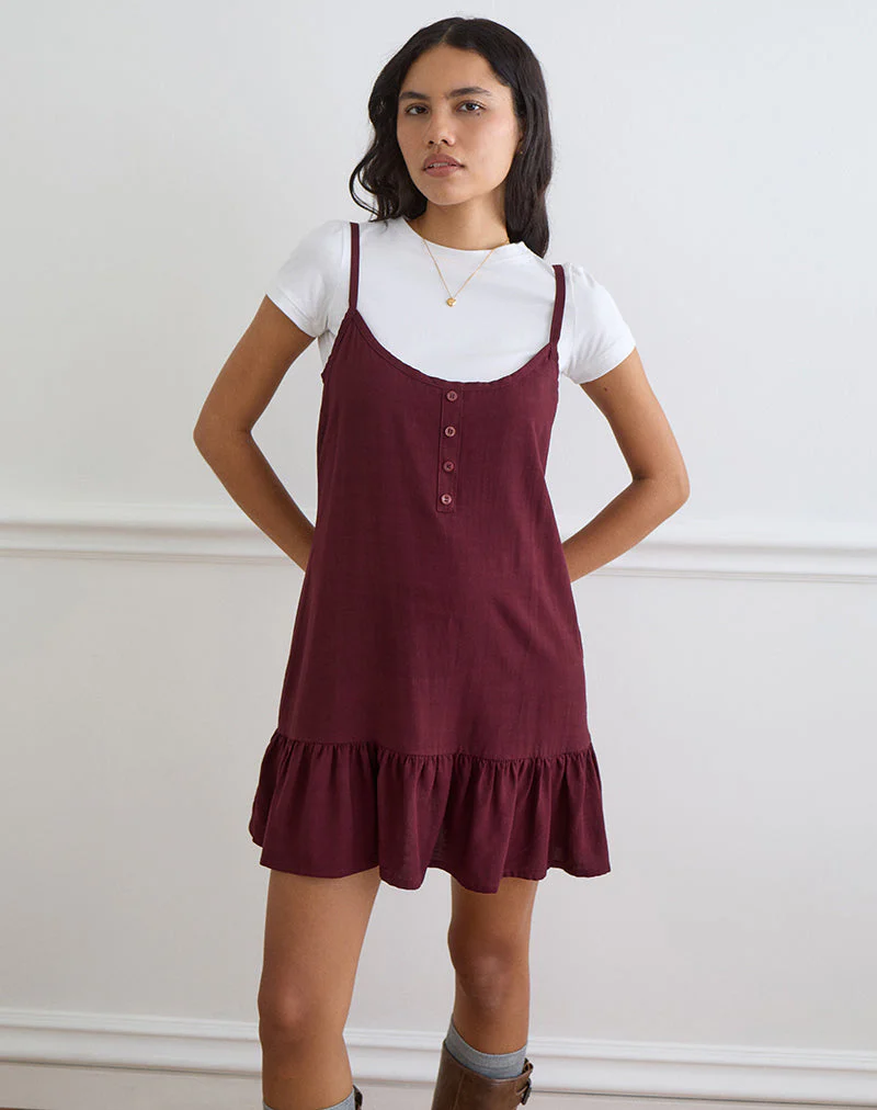 Arige Mini Dress in Maroon