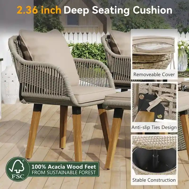 5 Pieces Patio Furniture Chair Sets, Patio Conversation Set