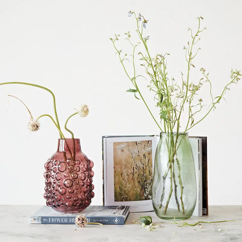Glass Vase with Raised Dots