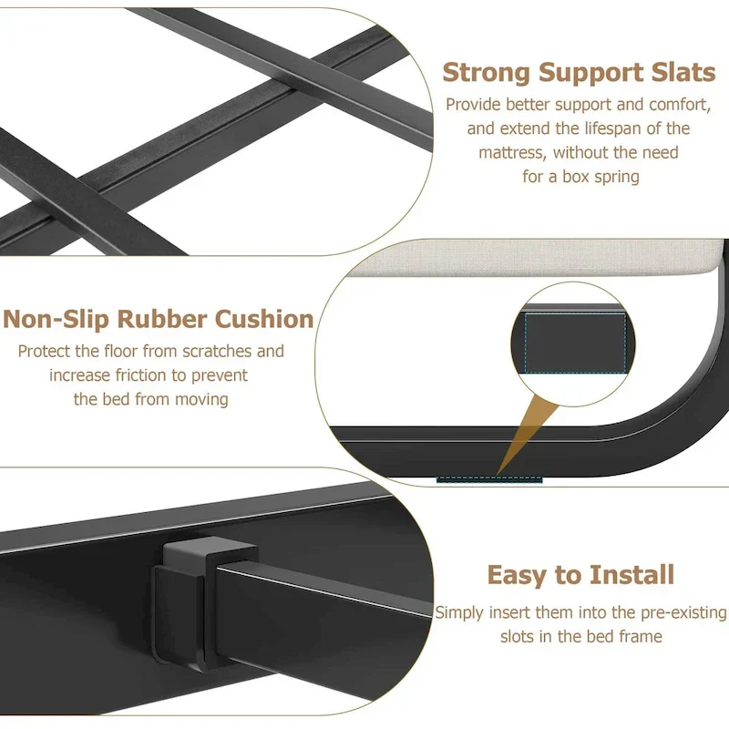 Bed Frame with Upholstered Headboard and Footboard