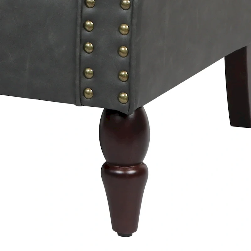 2 Set Nailheads Accent Chair Faux Leather Armchair