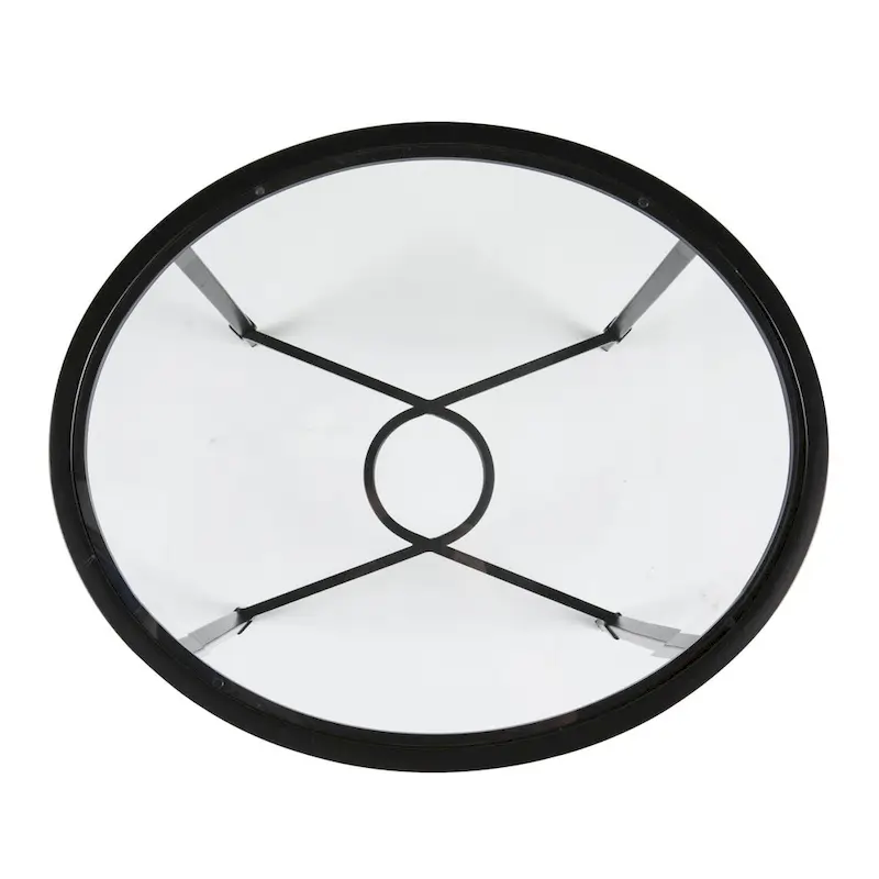 Black Metal Oval End Table - Clear Glass Top 25