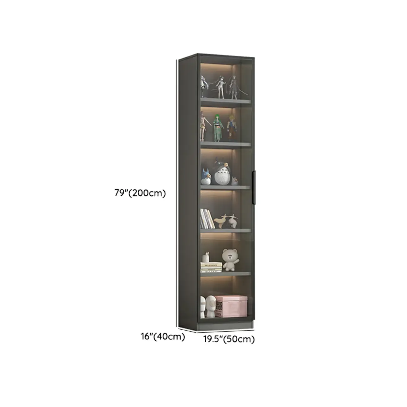 Simple Modern Gray Clear Cover Wooden Display Cabinet