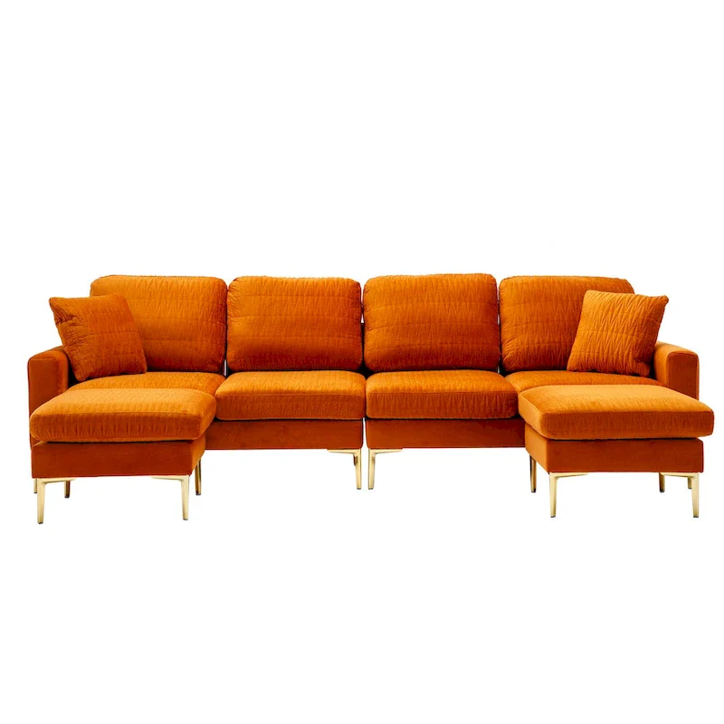 Velvet U-shaped modular detachable sectional sofa