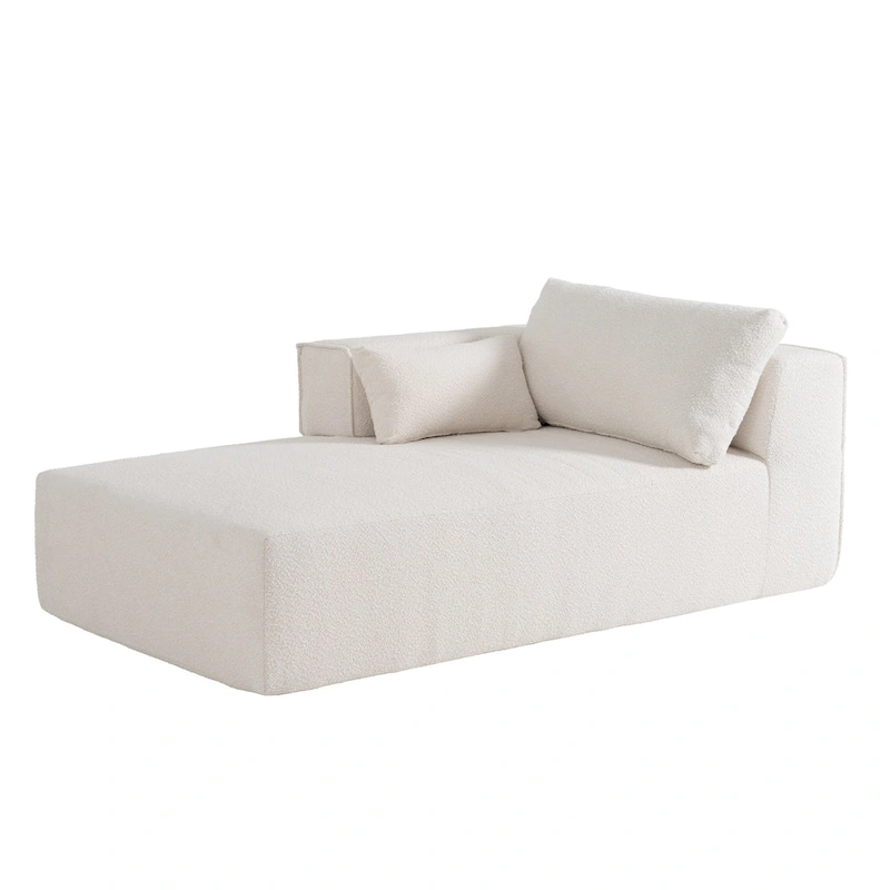 112 Boucle Modular Sectional Sofa with Free Side Table, Wide Seat Design and No Assembly Required