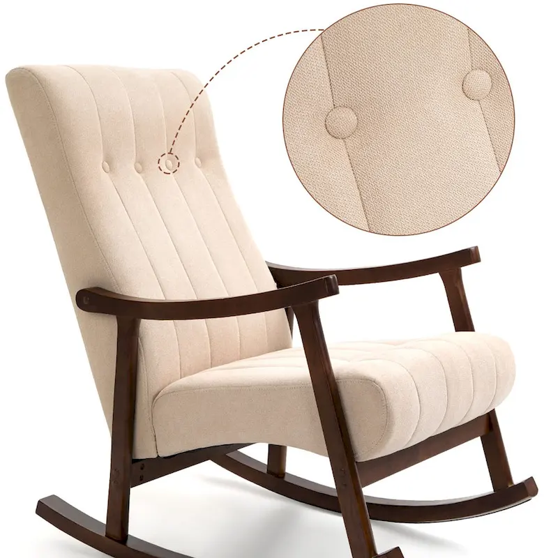AVAWING Upholstered Rocking Chair ModernHighBackArmchair Set of 2