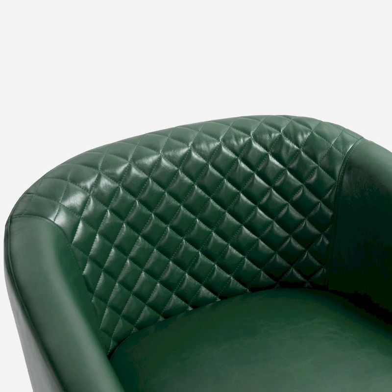 Modern Armchair Faux Leather Nailhead Trim Swivel Accent Chair