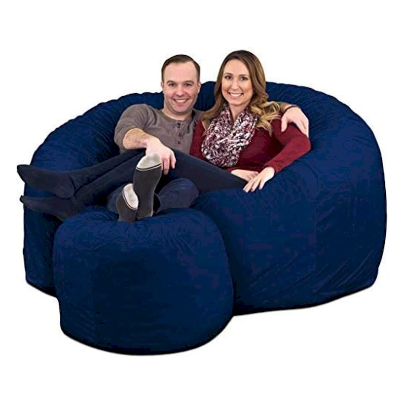 Ultimate Sack 6ft Bean Bag Chair, Oversized Indoor Comfy Lounger, Blue Suede