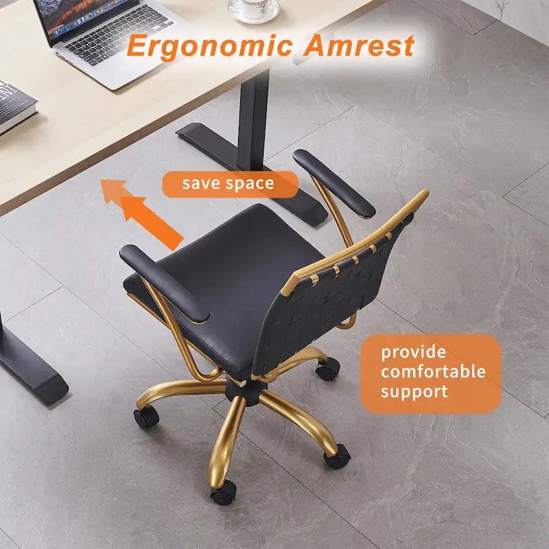 CAROCC Home Office Desk Chair Gold with Throw Pillow