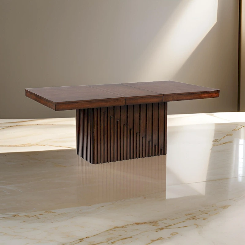 Ryn Dining Table, 60-78 Inch Removable Extendable Rectangular Top, Brown