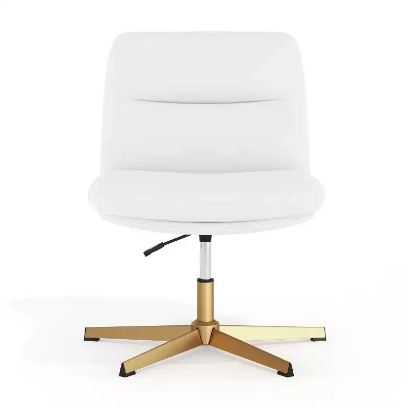 Merrick Lane Mid-Back Height-Adjustable Stationary Armless Swivel Office Chair - Padded Upholstered Wide Back and Seat, Strong Frame