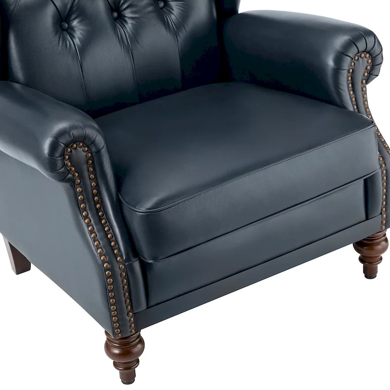 Alex Classic Wingback Leather Armchair with Nailhead Trim Set of 2 by HULALA HOME