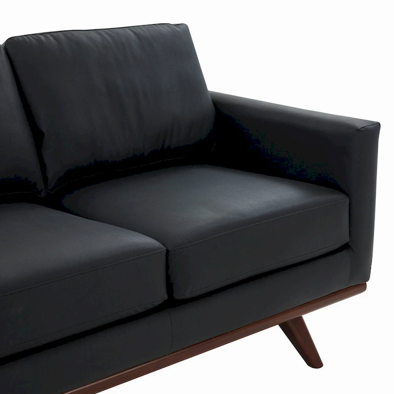 Chester Leather 3-Seater Sofa with Birch Wood Base Modern Living Room Couch with Removable Cushions - 83