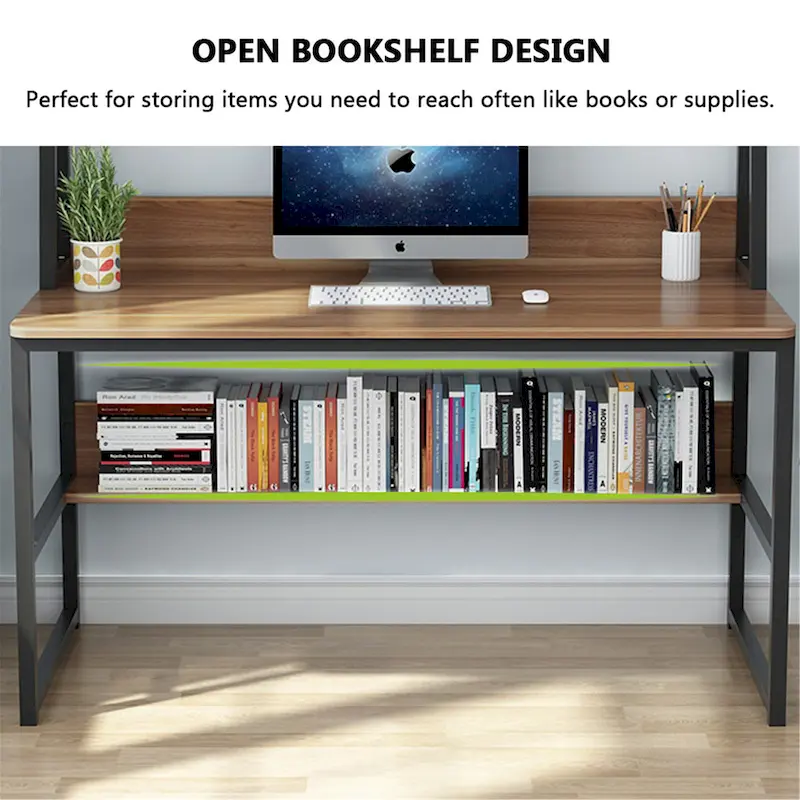 47 Inches Computer Desk with Hutch and Bookshelf