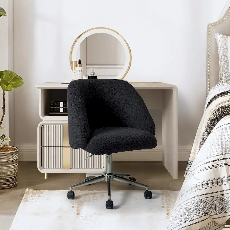 Joah Modern Boucle 360 Swivel Height Adjustable Swivel Office Chair with Rolling Wheels by HULALA HOME - N/A