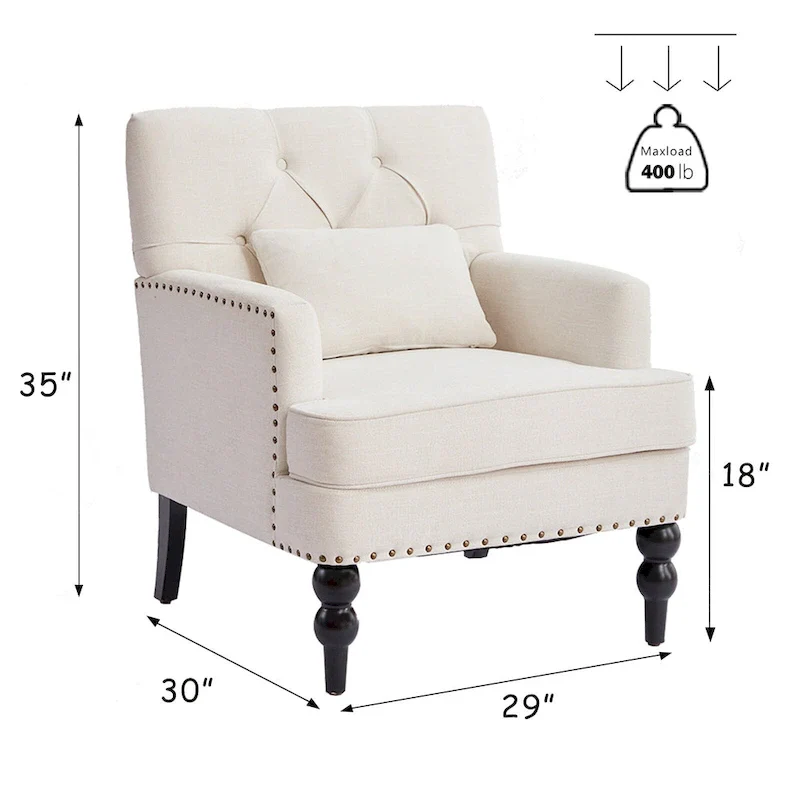 Upholstered Accent Chair with Lumbar Pillow - Single Seat