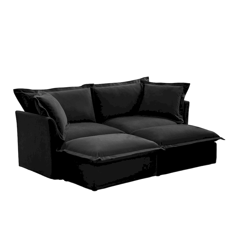83.4  Chenille 2-Seater Sectional Sofa with Ottomans