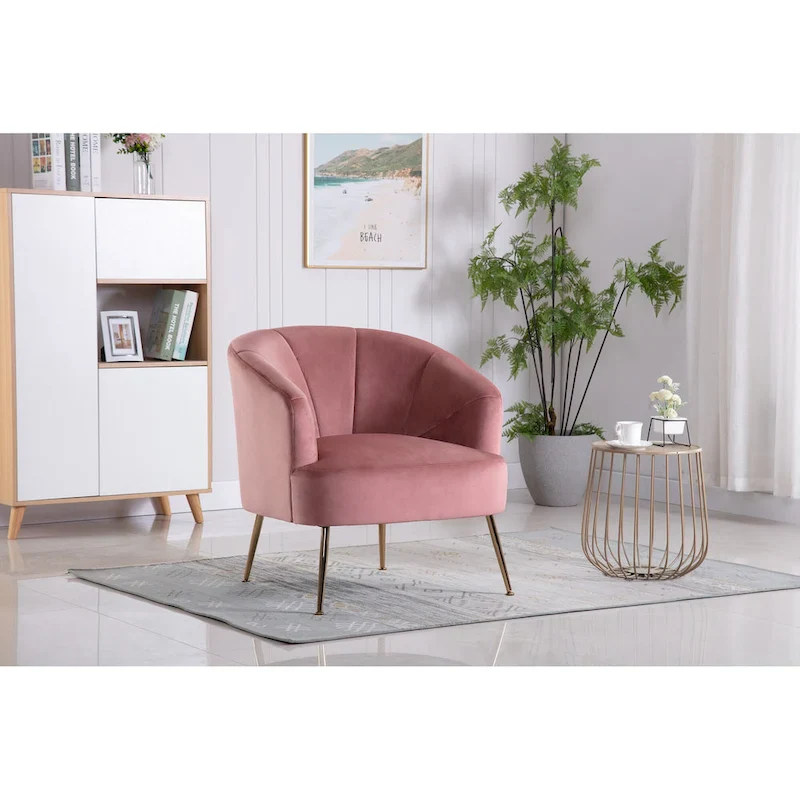 Tufted Velvet Accent Chair with Chrome Legs