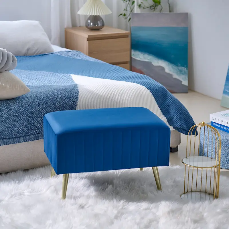 24  Modern Upholstered Entryway Bench with Padded Velvet Seat