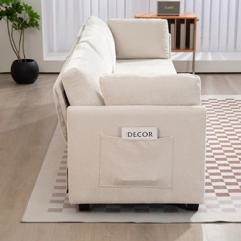 111.42  Chenille Upholstered Three Seater Sofa