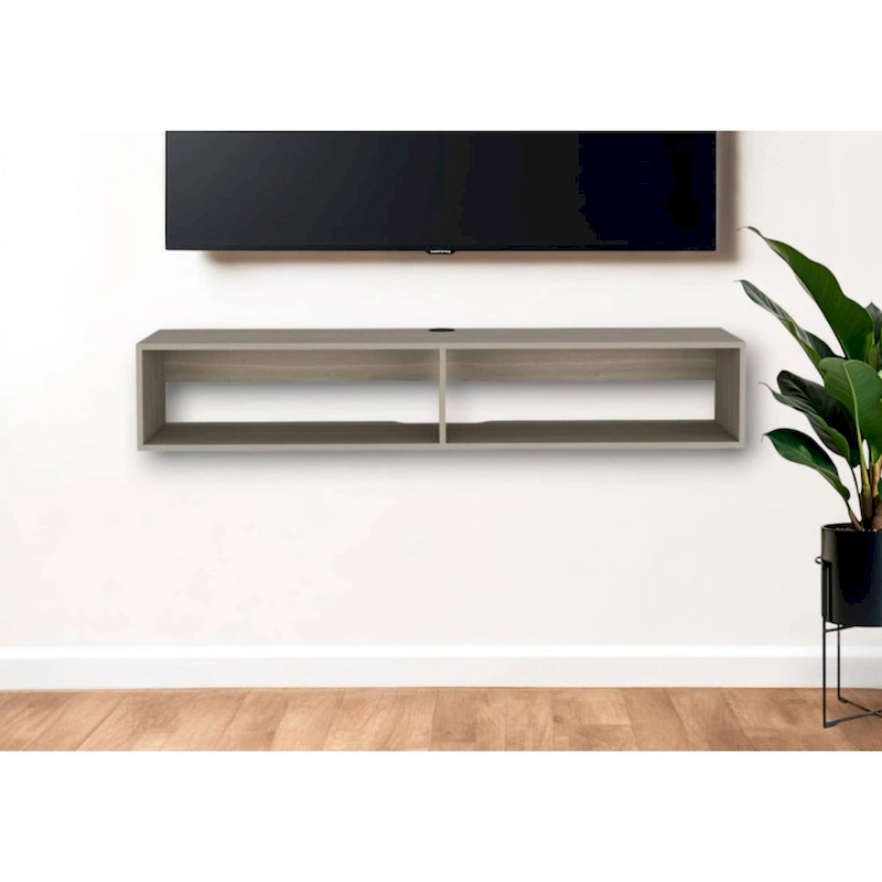 Modern TV Console Wall Mounted 59  Floating Media Stand with Shelves and Cable Management - 10.4H x 59.1W x 12.6D
