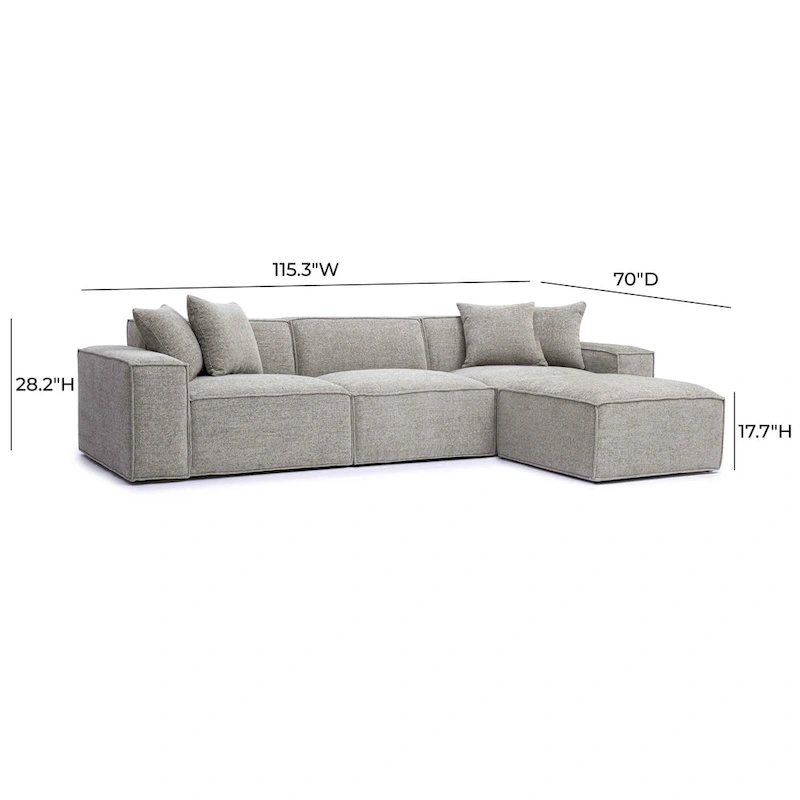 Mindy Chenille Basketweave Modular Sectional - 115.3W x 70D x 28.2H