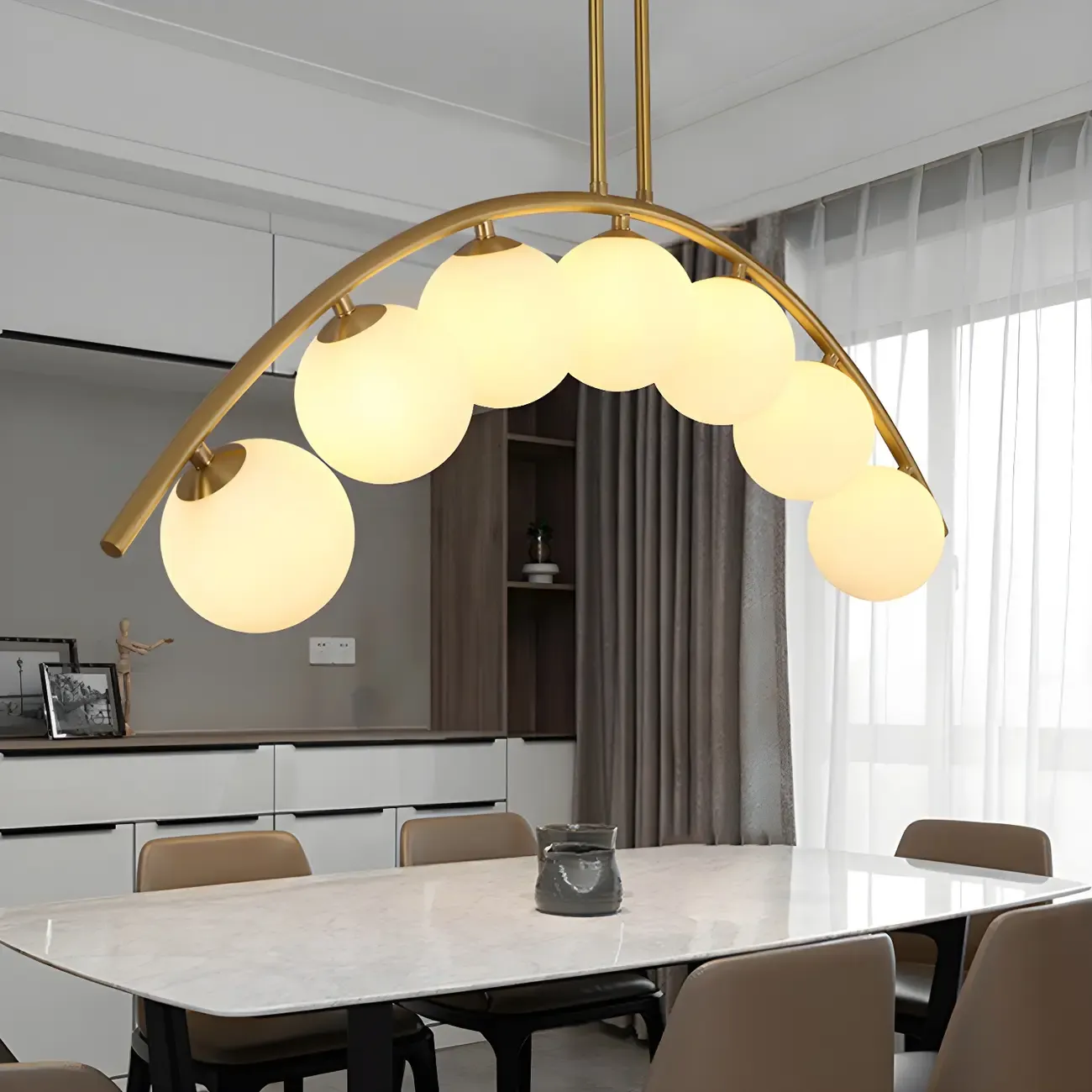 Trendy Modern Gold Arc Multi-Light Island Pendant
