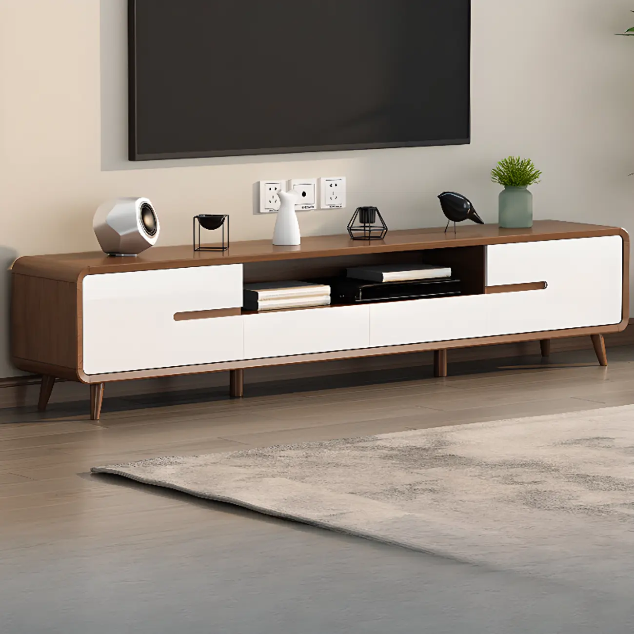 Modern wooden TV cabinet Chinese style storage