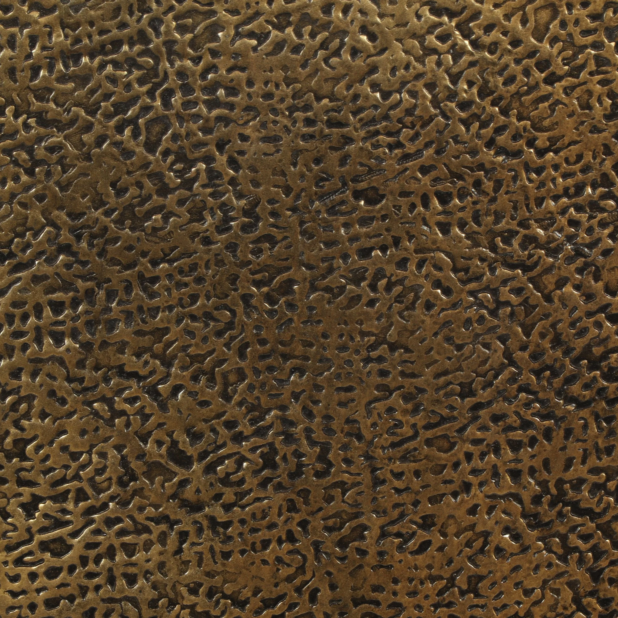 Modern Glam Handcrafted Aluminum Pentagonal Accent Table, Antique Gold - NH210513