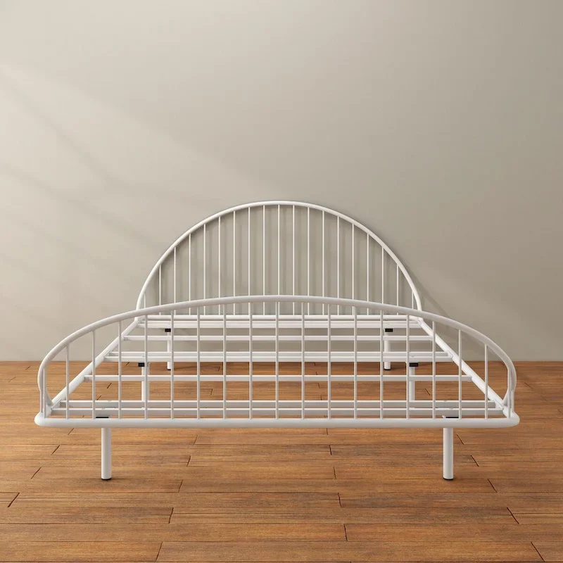 Furniture of America Duke Curved Metal Powder Coated Bed Frame, No Box Spring Needed