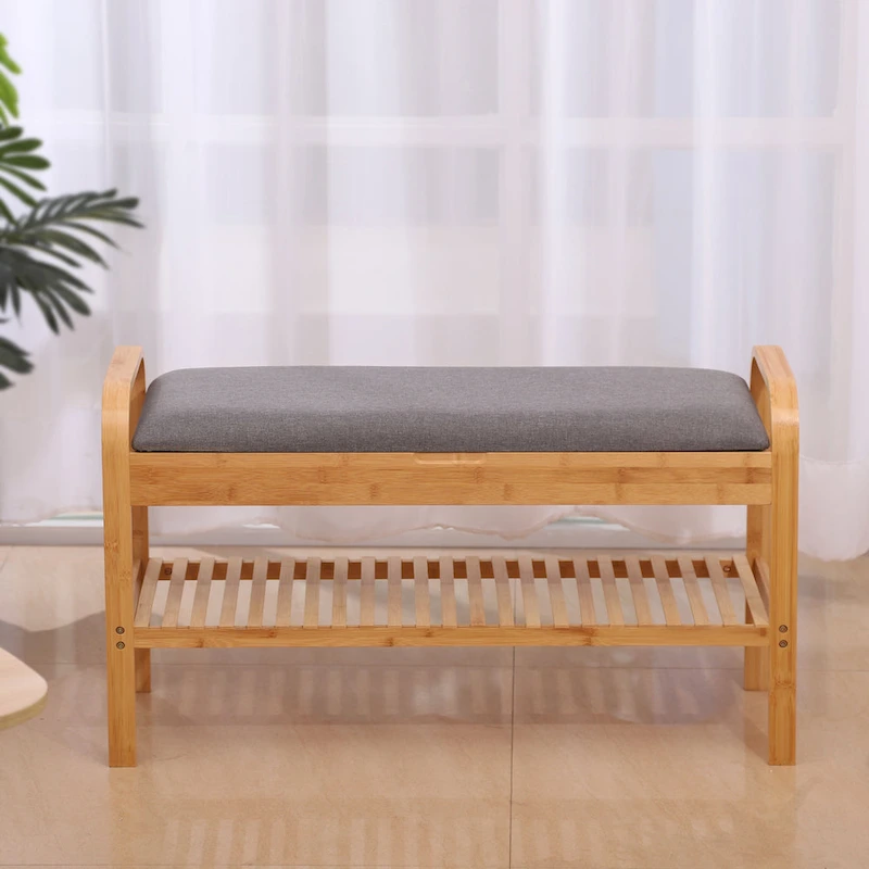 Proman Products Cambridge Bamboo Shoe Bench, Natural, 35.5 W x 13 D x 20 H