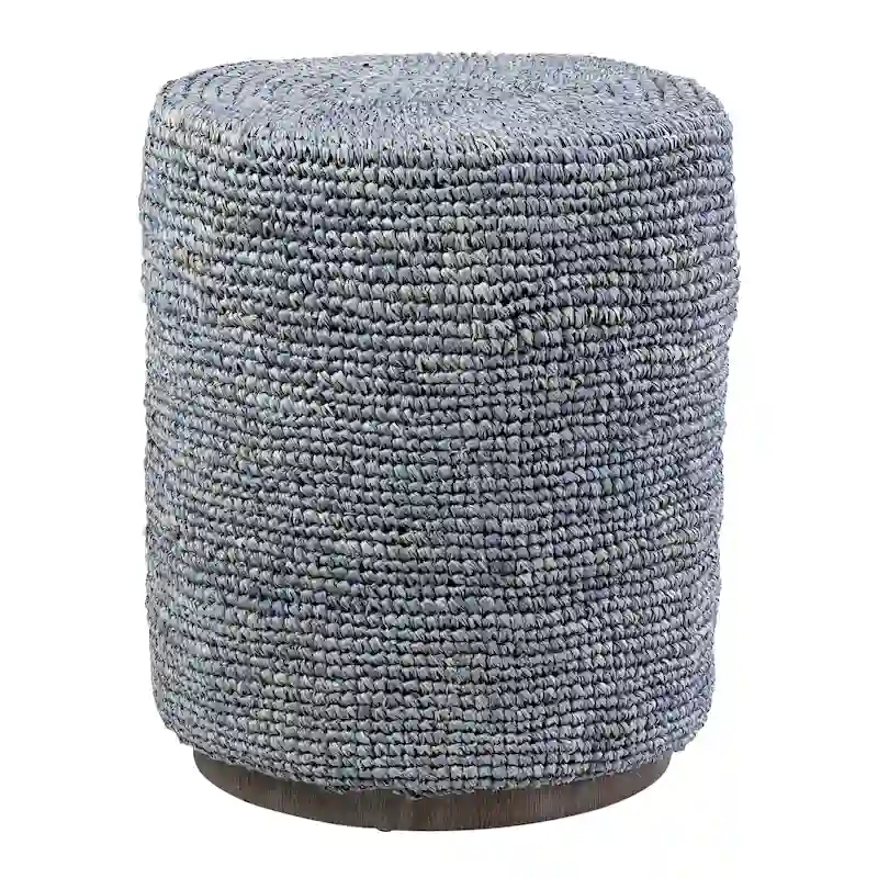Handwoven Natural Raffia Ottoman Accent Table by East at Main