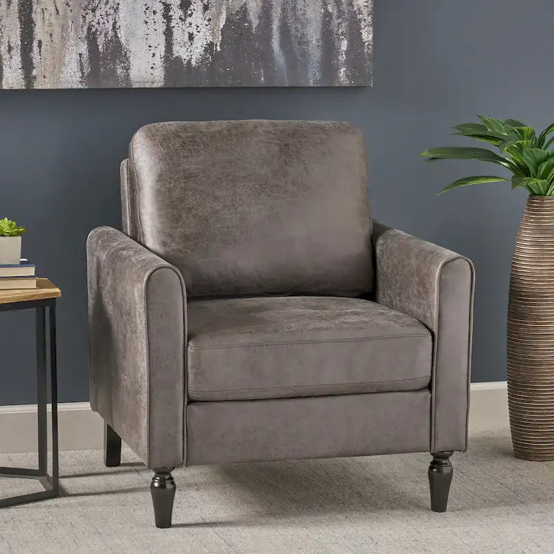 Modern 31 Microfiber Club Chair with Tapered Legs and Thick Seat Cushions