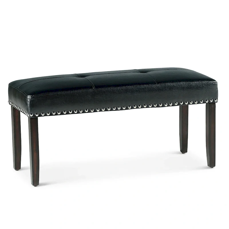 Steve Silver Winlock Faux Leather Dining Bench with Nailheads,