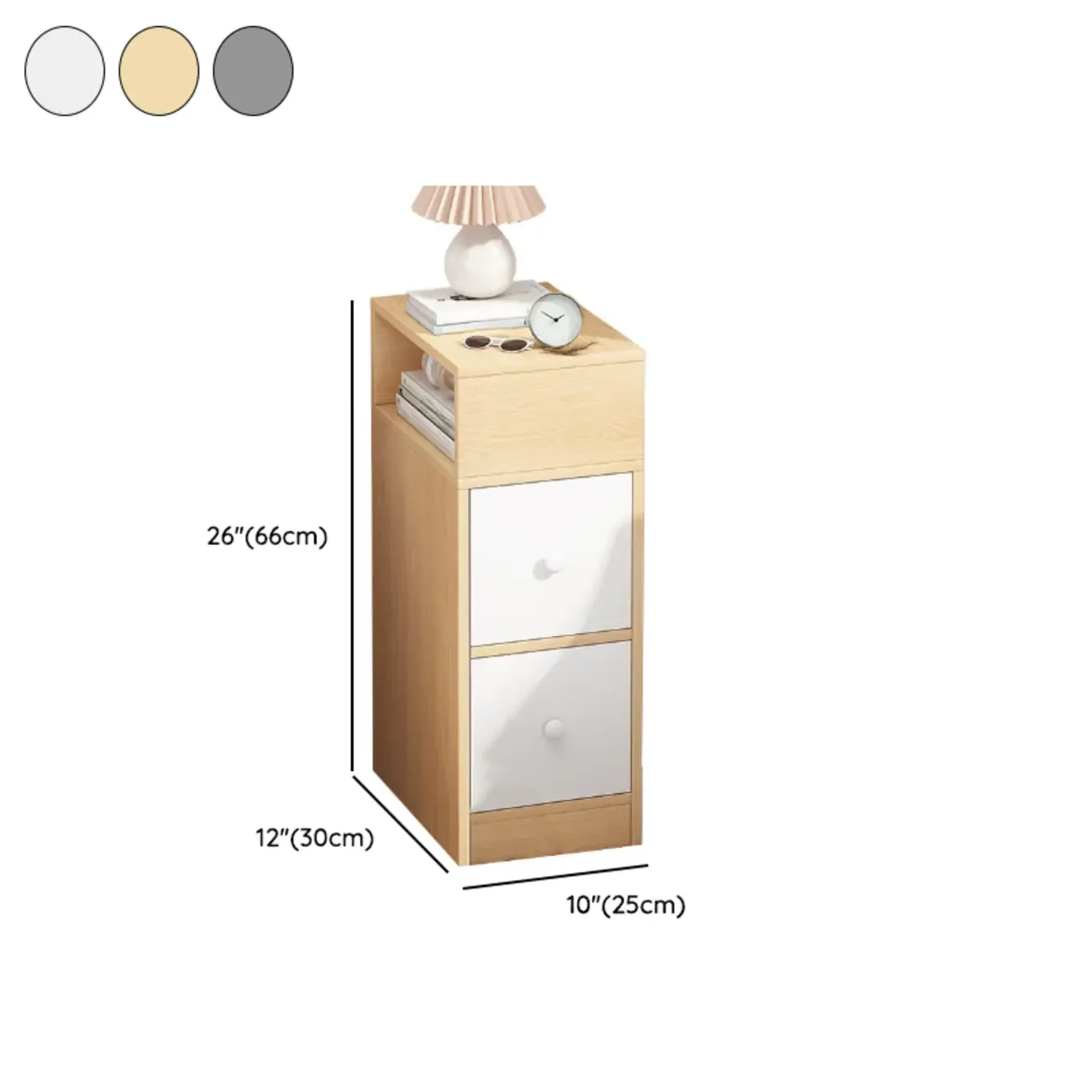 Natural Finish Casual Engineered Wood 3 Drawer Nightstand