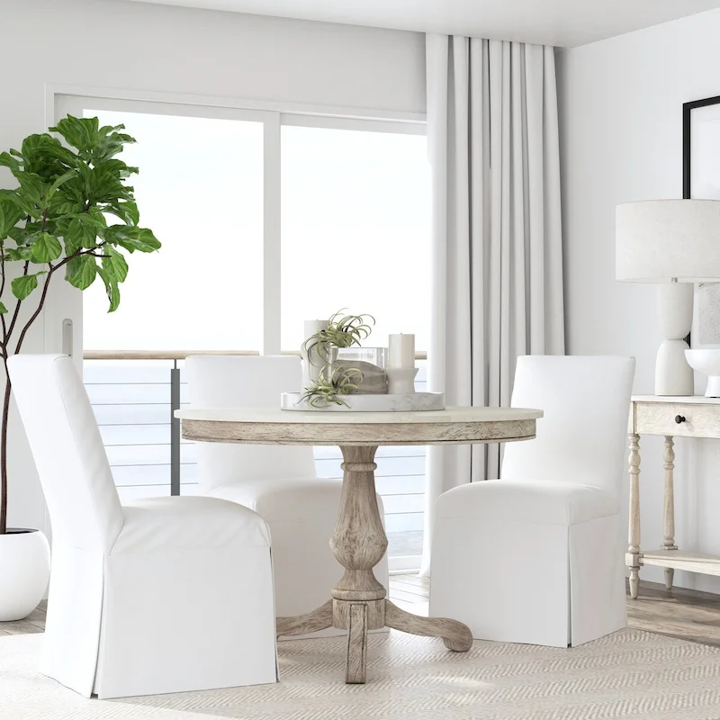 Danielle 44 Round Pedestal Marble Dining Table