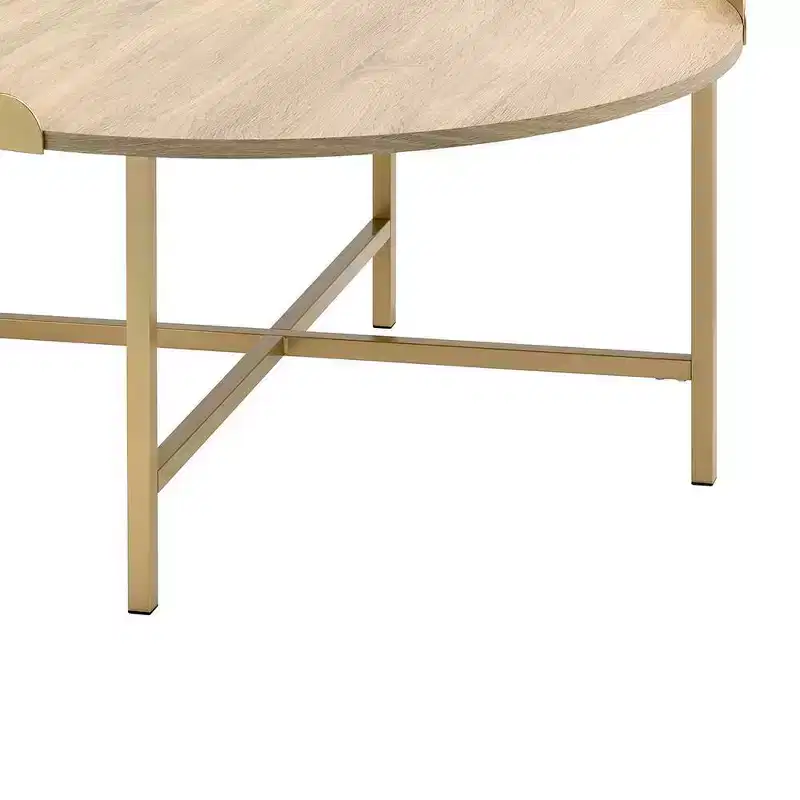 Acme Furniture Mithea Coffee Table Oak Table Top/Gold Finish
