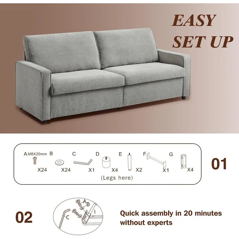 80 Modern Chenille Linen Loveseat Sofa for Living Room