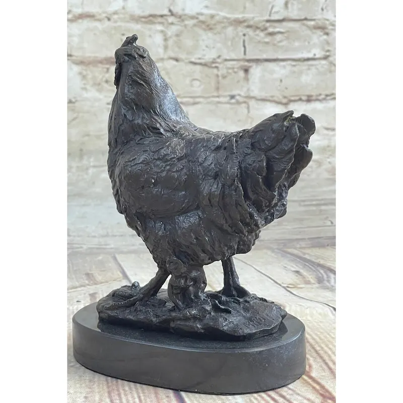 Lucky Chicken Rooster Chanticleer Bronze Statue Sculpture Statue Art 7 Inches X 5 Inches