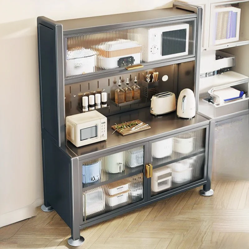 Simple Metal Pegboard Organization Sideboard with Glass Door