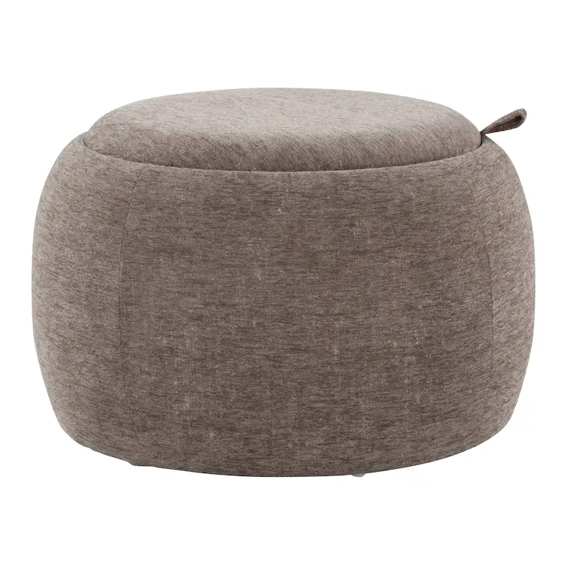 Carson Carrington Astrid Pouf with Natural Wood Tray Top