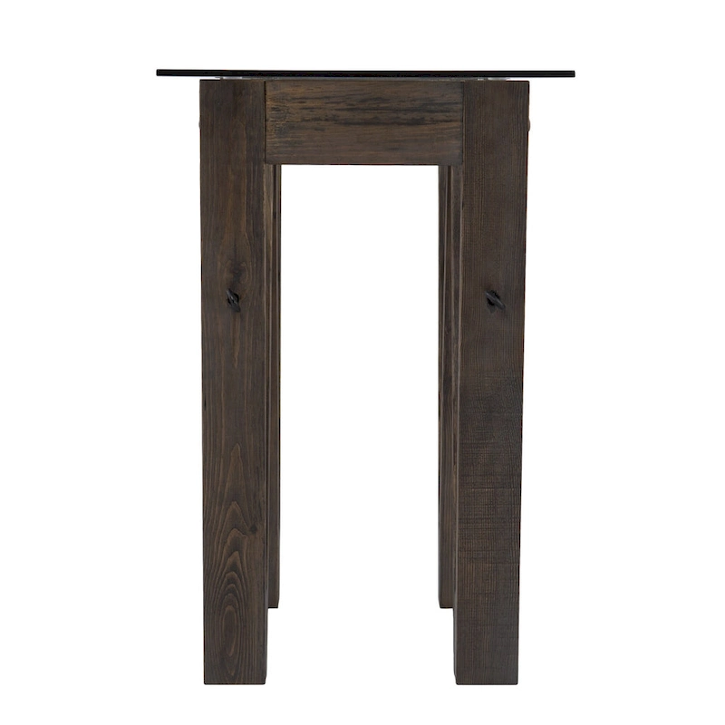 Clear Glass Reclaimed Wood Console Table with Abstract Base - 46 L x 18 W x 29.5 H