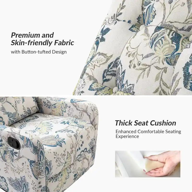 Manual Swivel Recliner with Tufted Back Set of 2