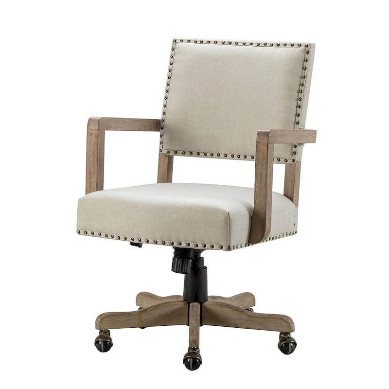 Mid-Back Swivel Height-Adjustable Task Chair with Nailhead Trim
