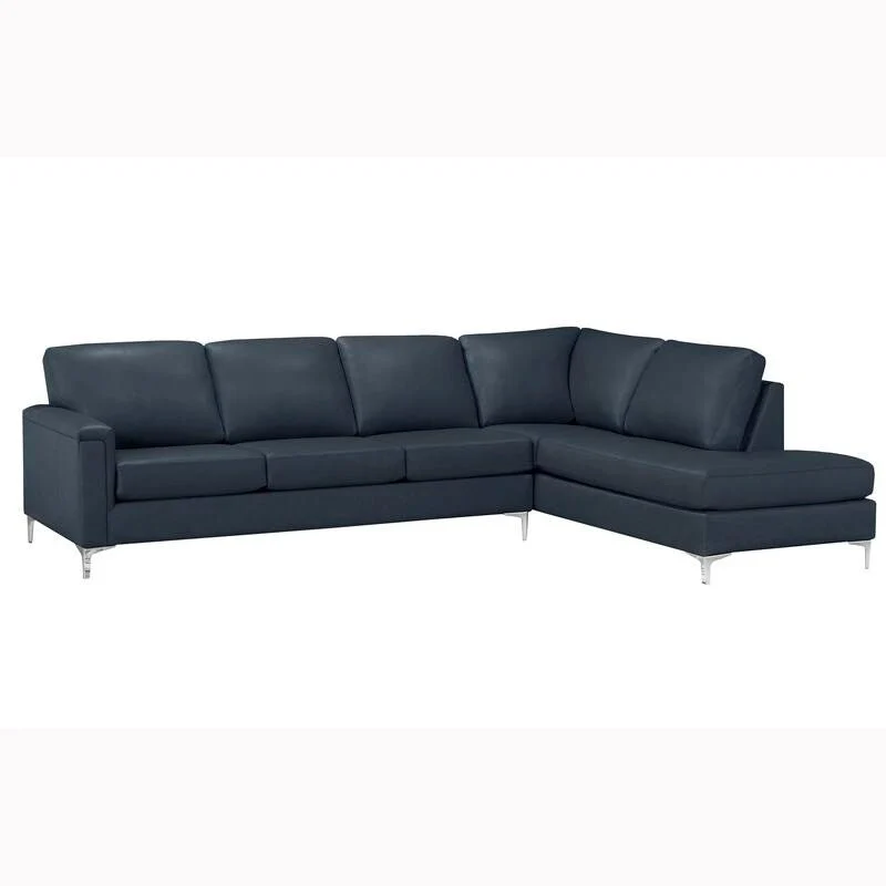 Malibu L-shaped Top-grain Leather Sectional Sofa - 122.5 x 85 x 36.5 x 35