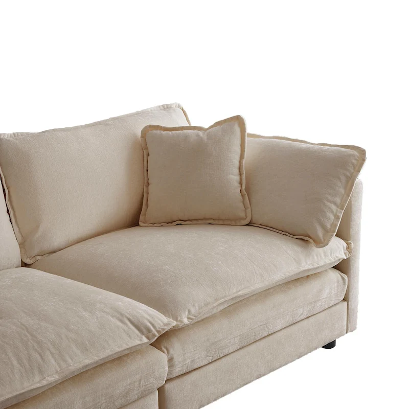 5-Piece Modular Chenille Upholstered L-Shaped Sectional Sofa with Ottoman