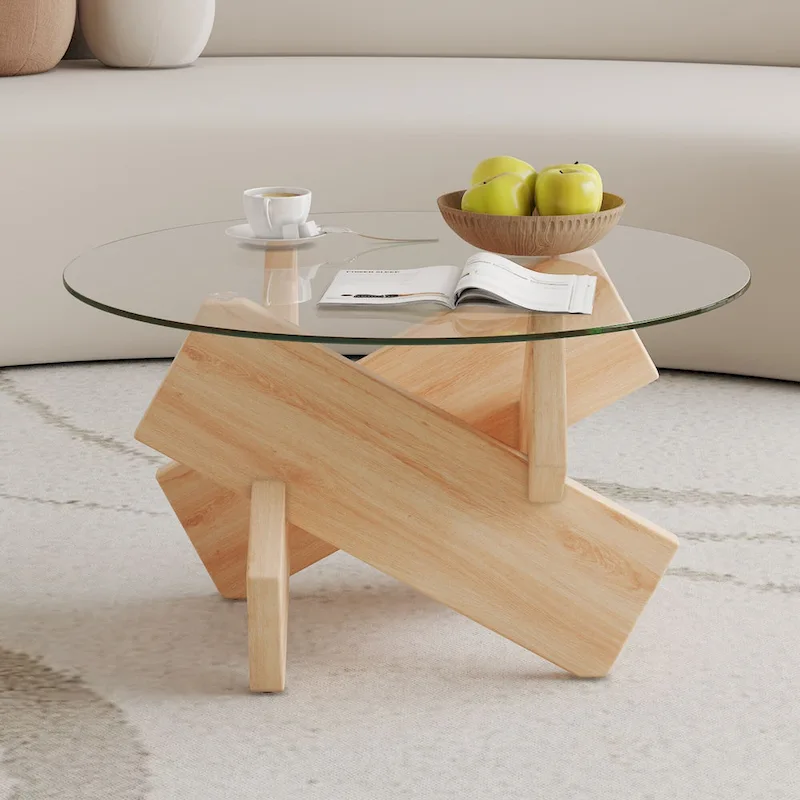 33.4 Modern Round Tempered Glass Table